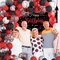 Red and Black Birthday Decorations - Arch Garland Kit with Happy Birthday Banner Backdrop, Hanging Swirls for Party Decor Supplies